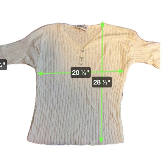 Carly Blake White V Neck Button-Down Knit Sweater Top - Picture 7 of 7